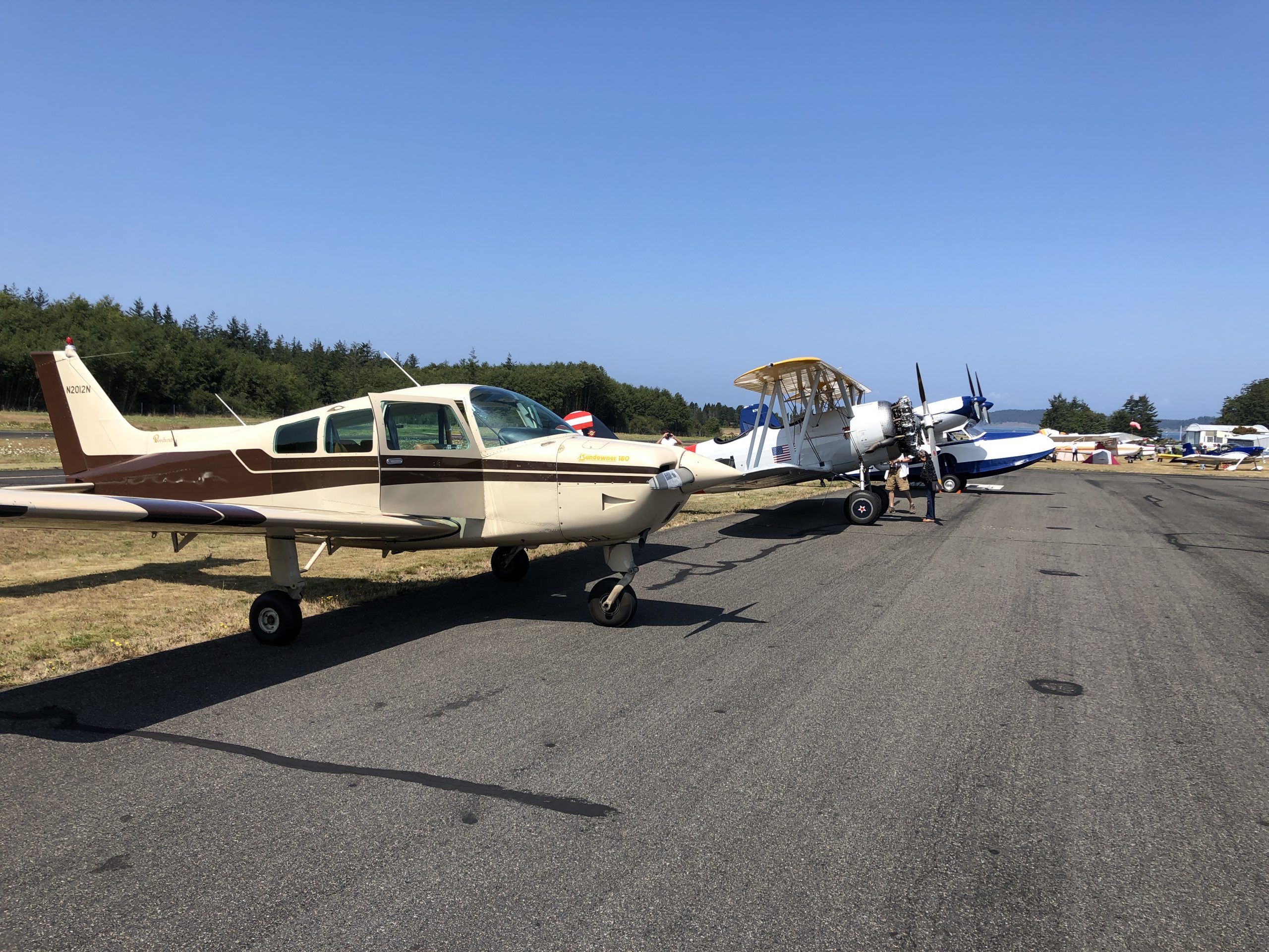 A Beechcraft Sundowner on the ramp at Orcas Island Airport
