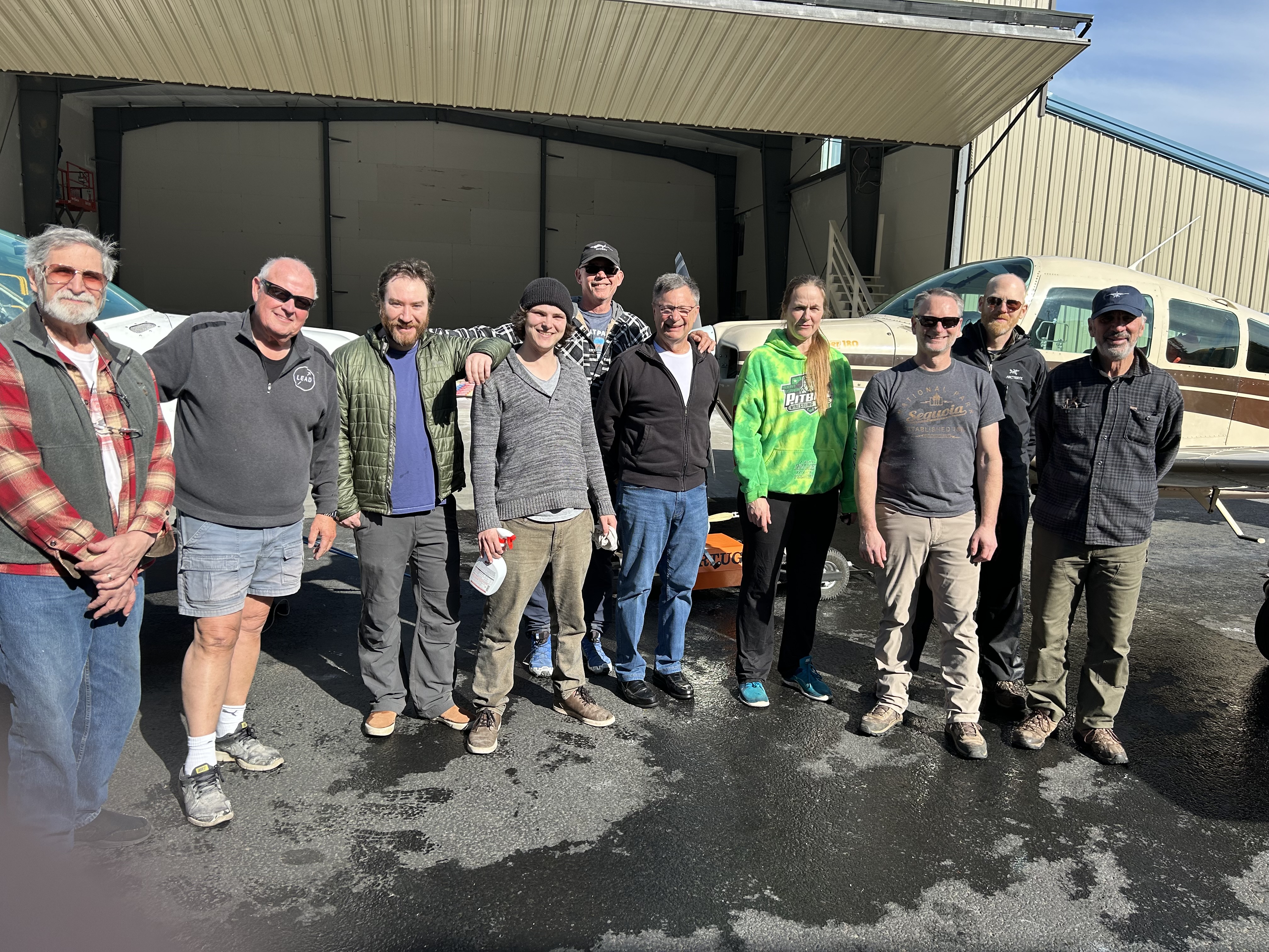 Airhawks club members and a scholarship pilot at Orcas Island Airport